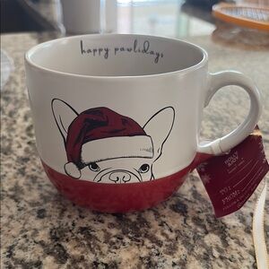 Festive Dog Mug with Red and White Design